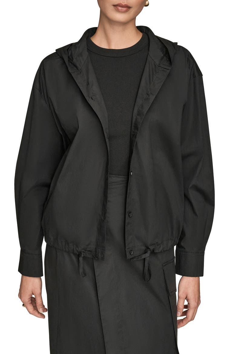 Hooded Long Sleeve Button-Up Shirt, Alternate, color, BLACK