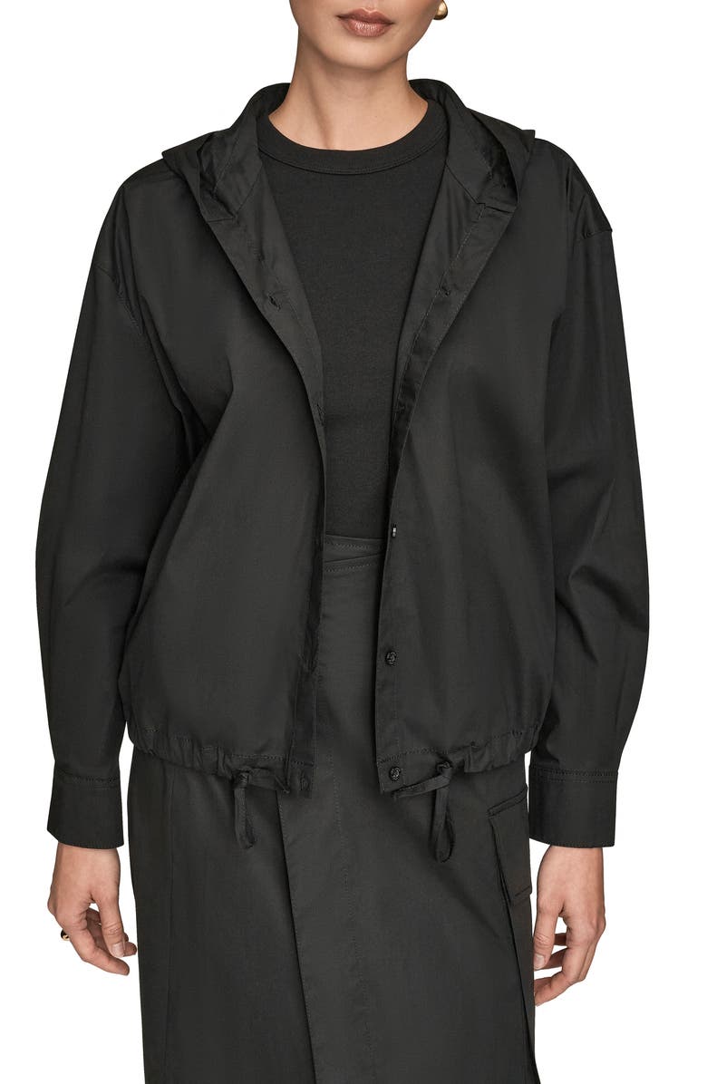Donna Karan New York Hooded Long Sleeve Button-Up Shirt, Alternate, color, Black