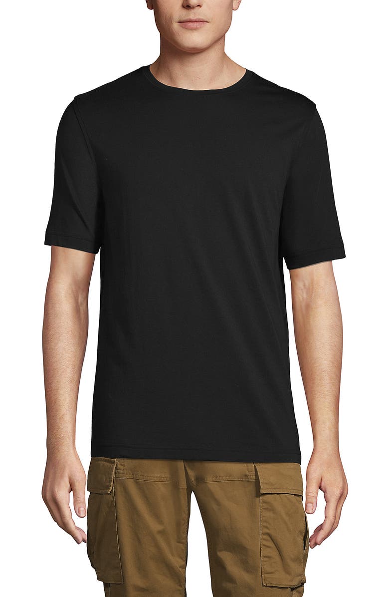 Lands' End Short Sleeve Cotton Supima Tee, Alternate, color, Black
