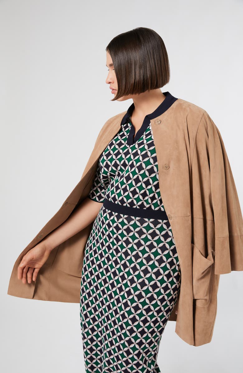 Marina Rinaldi Cimone Jacquard Polo Sweater, Alternate, color, Midnight Blue