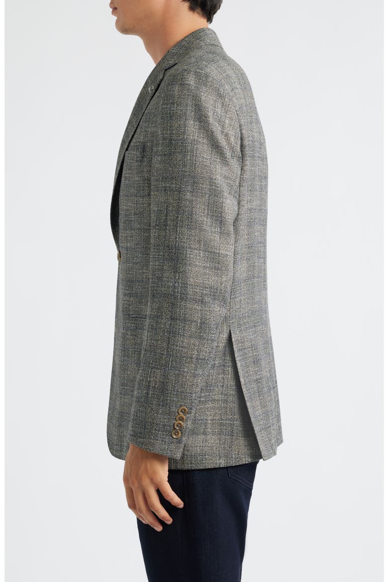 Midland Contemporary Fit Marled Plaid Wool Blend Sport Coat, Alternate, color, GREY