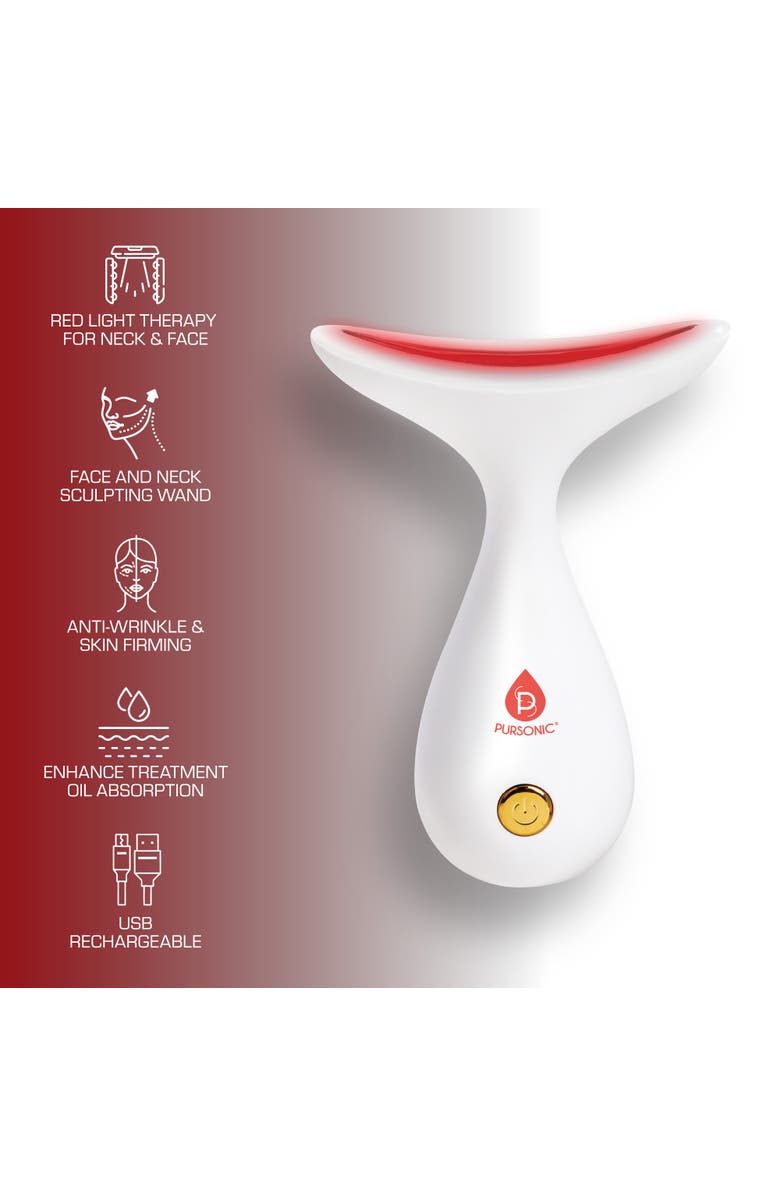 PURSONIC LED Light Therapy Neck & Face Sculpting Wand, Alternate, color, White