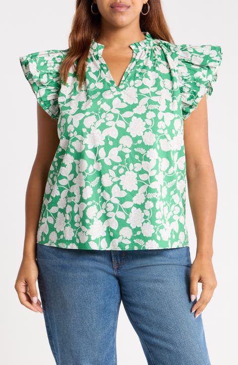 Baxley Risette Ruffle Floral Cotton Top