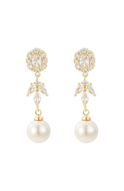 Palace Pearl and Crystal Drop Earrings