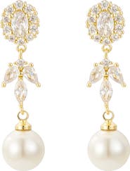 Untamed Petals Palace Pearl and Crystal Drop Earrings
