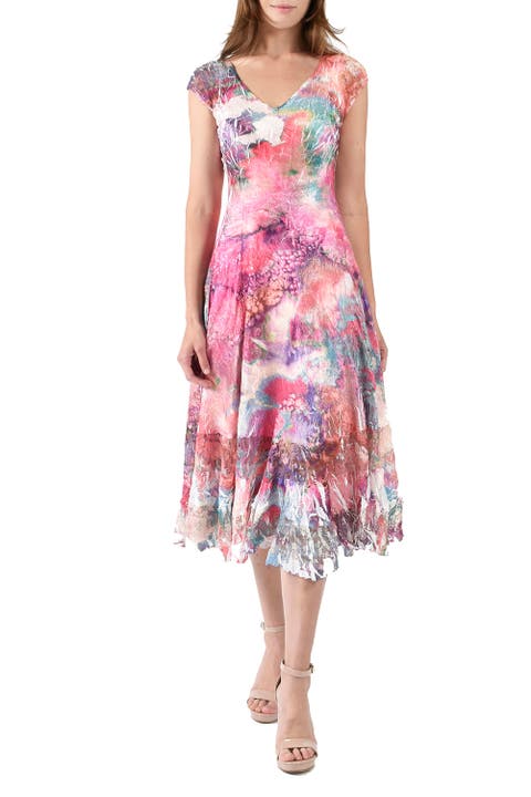 Bright Abstract Painterly Charmuese Dress