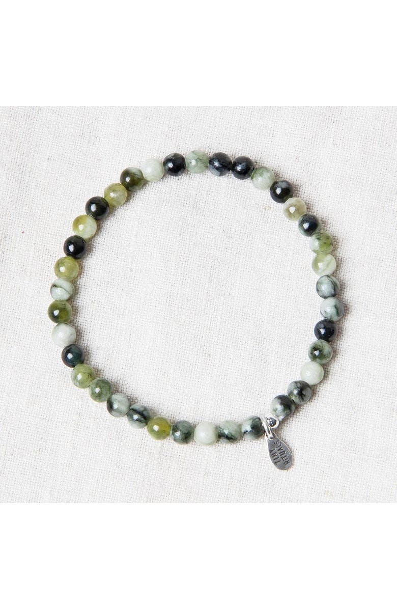 Tiny Rituals Natural Vine Flower Xiuyu Jade Energy Bracelet, Alternate, color, Earthy Green