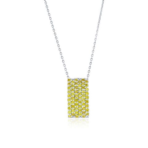 14K Gold Pave Yellow Diamond Pendant Necklace