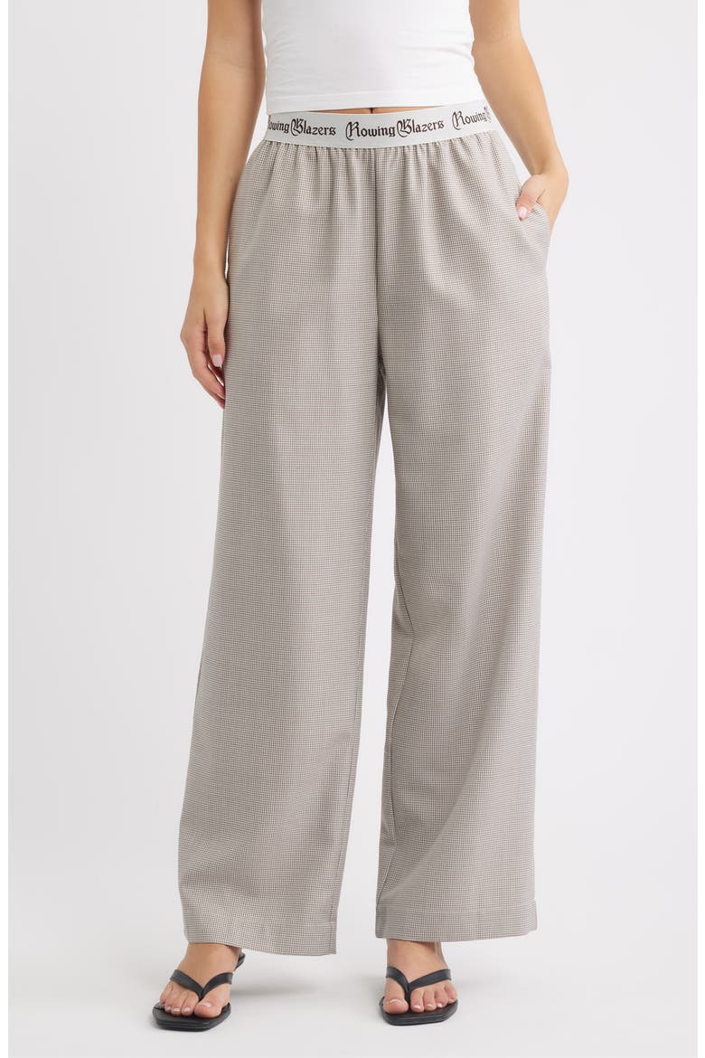 Houndstooth Pull On Wide Leg Pants, Main, color, BEIGE