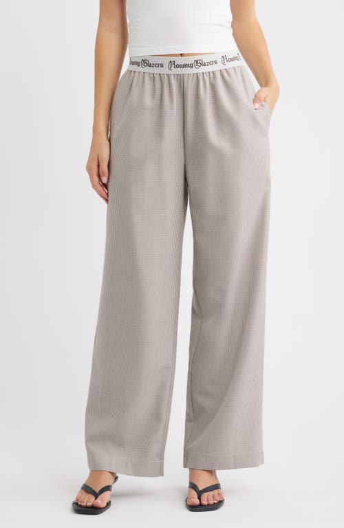 Rowing Blazers Houndstooth Pull On Wide Leg Pants In Gray