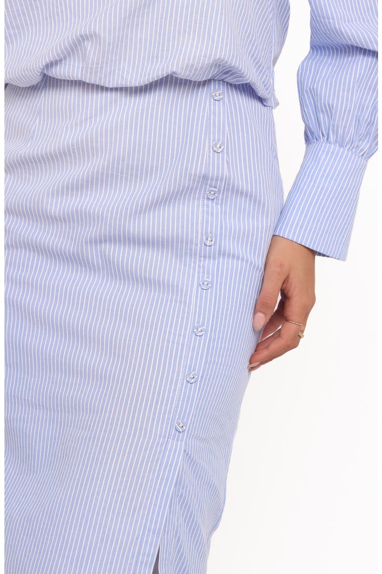 Broderick One Shoulder Midi Dress, Alternate, color, BLUE STRIPE