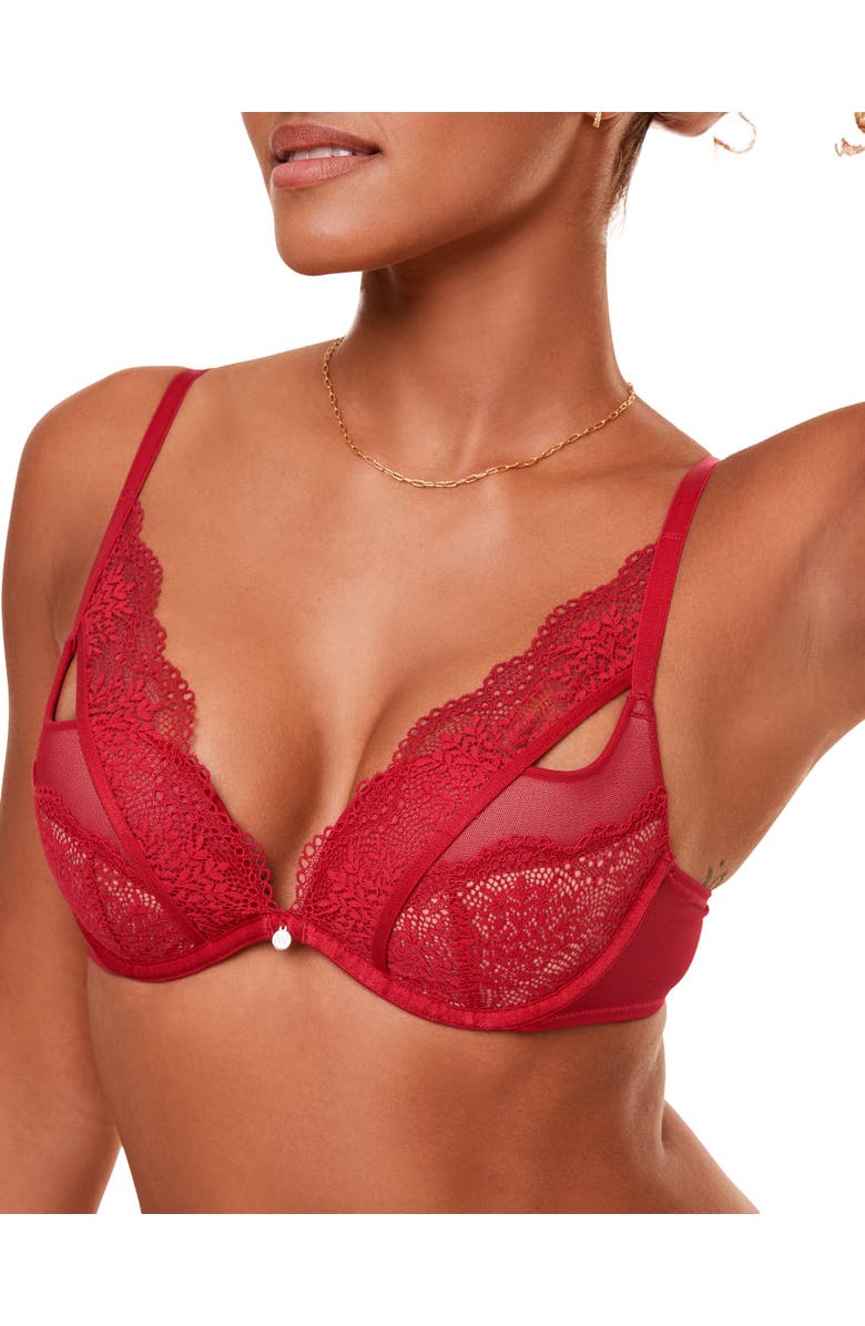 Adore Me Sylvia Push Up Plunge Bra, Main, color, Dark Red