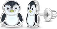 In Season Jewelry Playful Penguin Enamel Earrings