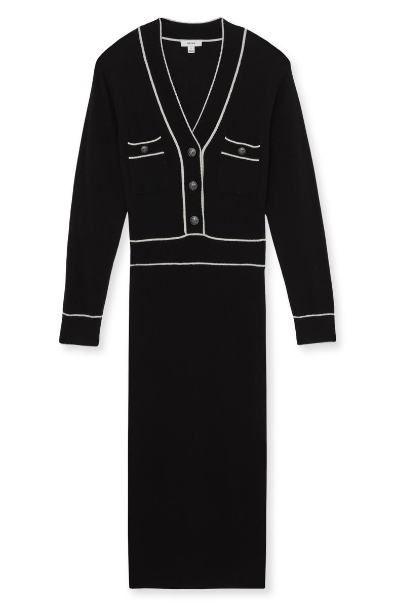 Reiss Lorrie Tipped Long Sleeve Wool
Cashmere Blend Sweater Dress, Alternate, color, Black/Ivory
