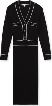 Reiss Lorrie Tipped Long Sleeve Wool
Cashmere Blend Sweater Dress