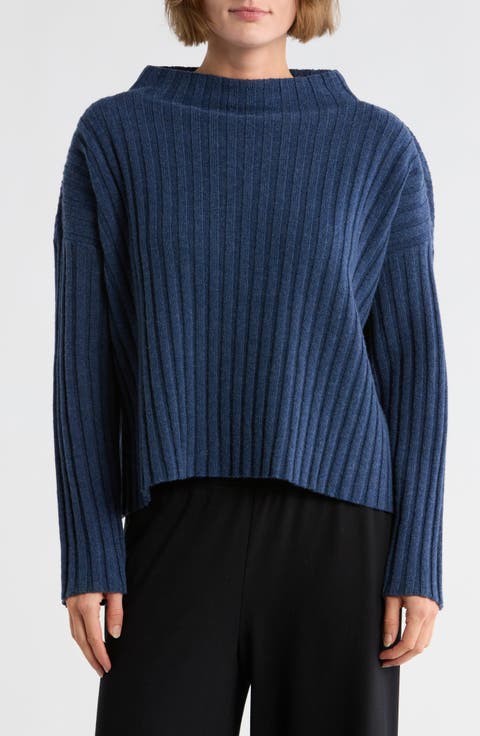 Funnel Neck Wool & Cashmere Sweater