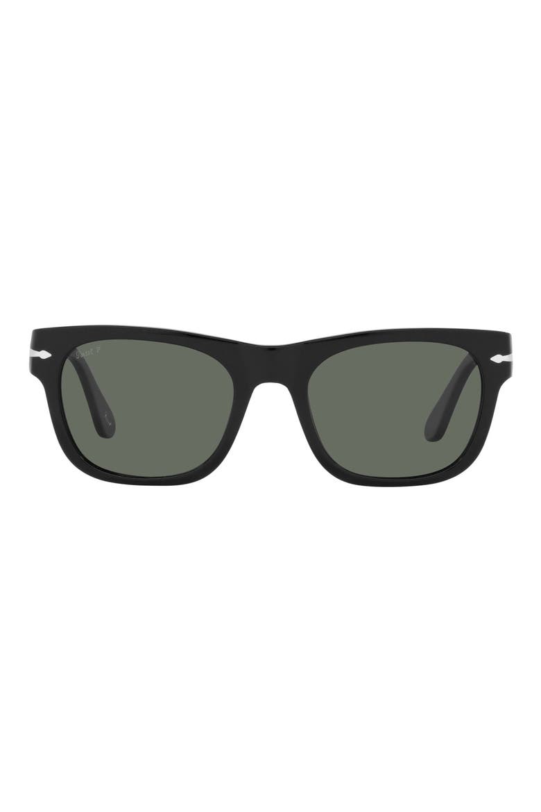 52mm Polarized Rectangle Sunglasses, Main, color, BLACK/ LIGHT BLUE
