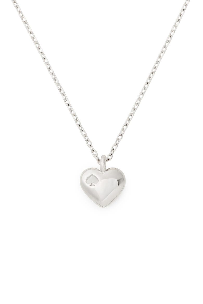 heart spade pendant necklace, Main, color, SILVER
