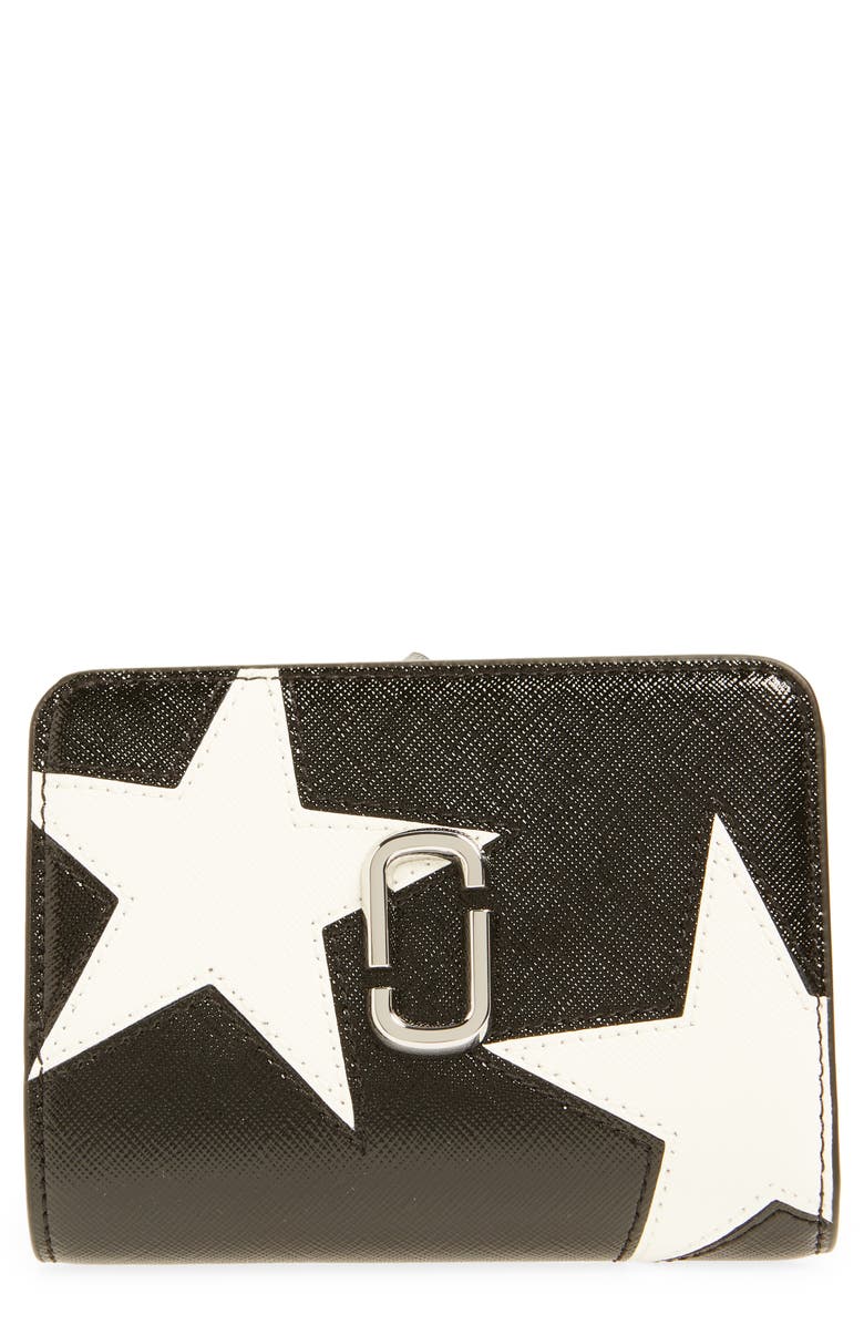 Marc Jacobs Star Graphic Mini Compact Wallet, Main, color, Black/ White