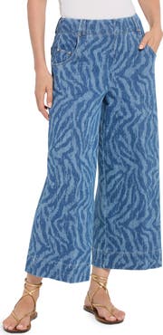 Lysse Leo Print High Waist Ankle Wide Leg Denim Pants