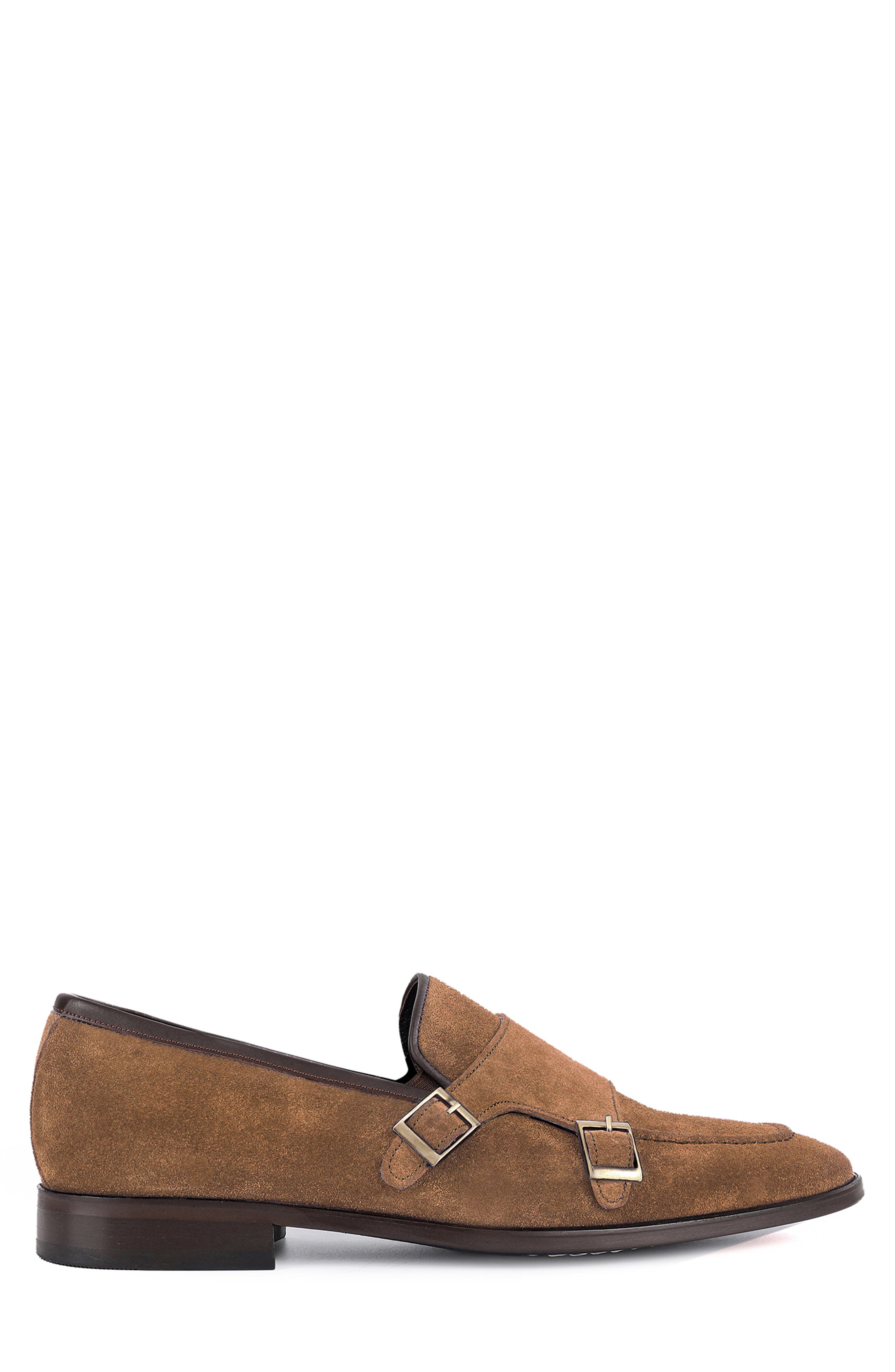 Elmaton Double Monk Strap Leather Loafer, Alternate, color, DARK BEIGE