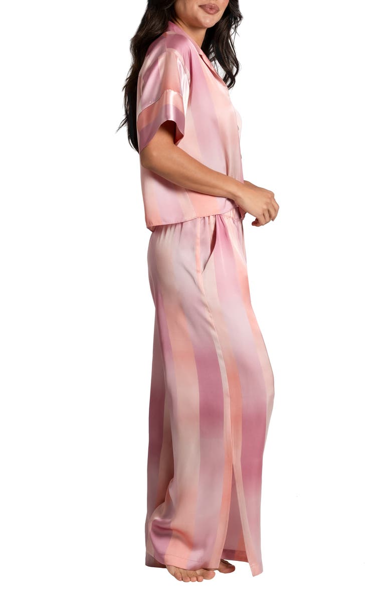 Midnight Bakery Ombré Lane Stripe Short Sleeve Satin Pajamas, Alternate, color, 