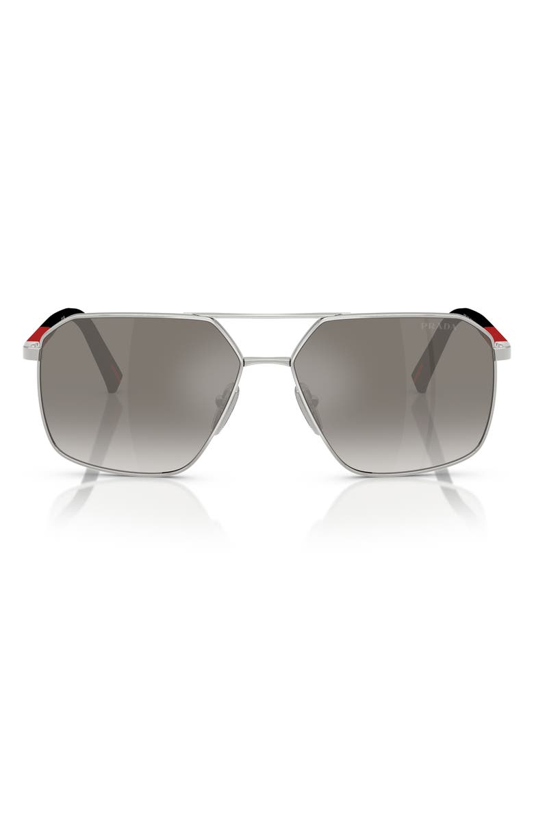 Prada 60mm Mirrored Pilot Sunglasses, Main, color,