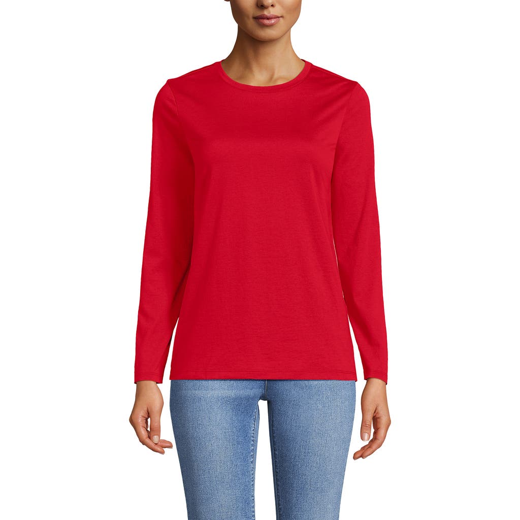 Lands' End Relaxed Supima Cotton Long Sleeve Crew Neck T-shirt In Red