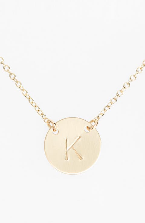 14k-Gold Fill Anchored Initial Disc Necklace
