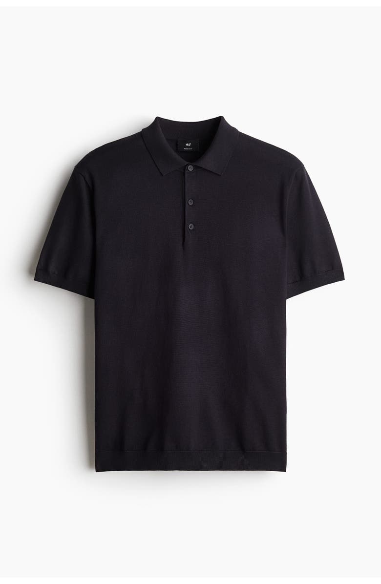 H&M Regular Fit Fine-knit Polo Shirt, Main, color, Navy Blue