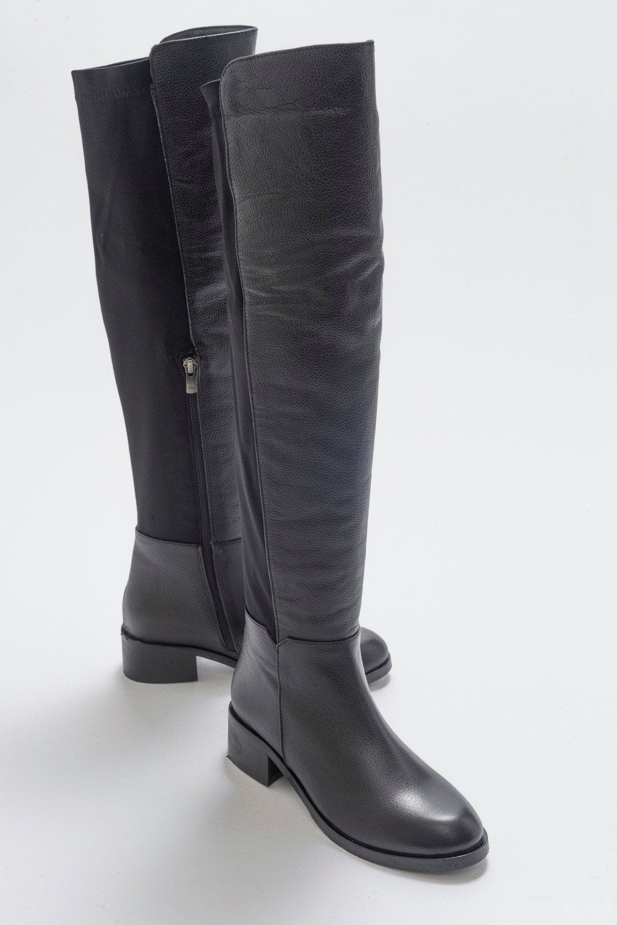 Forever 
Always Shoes Cassie Leather Knee High Boot, Main, color, Black Leather