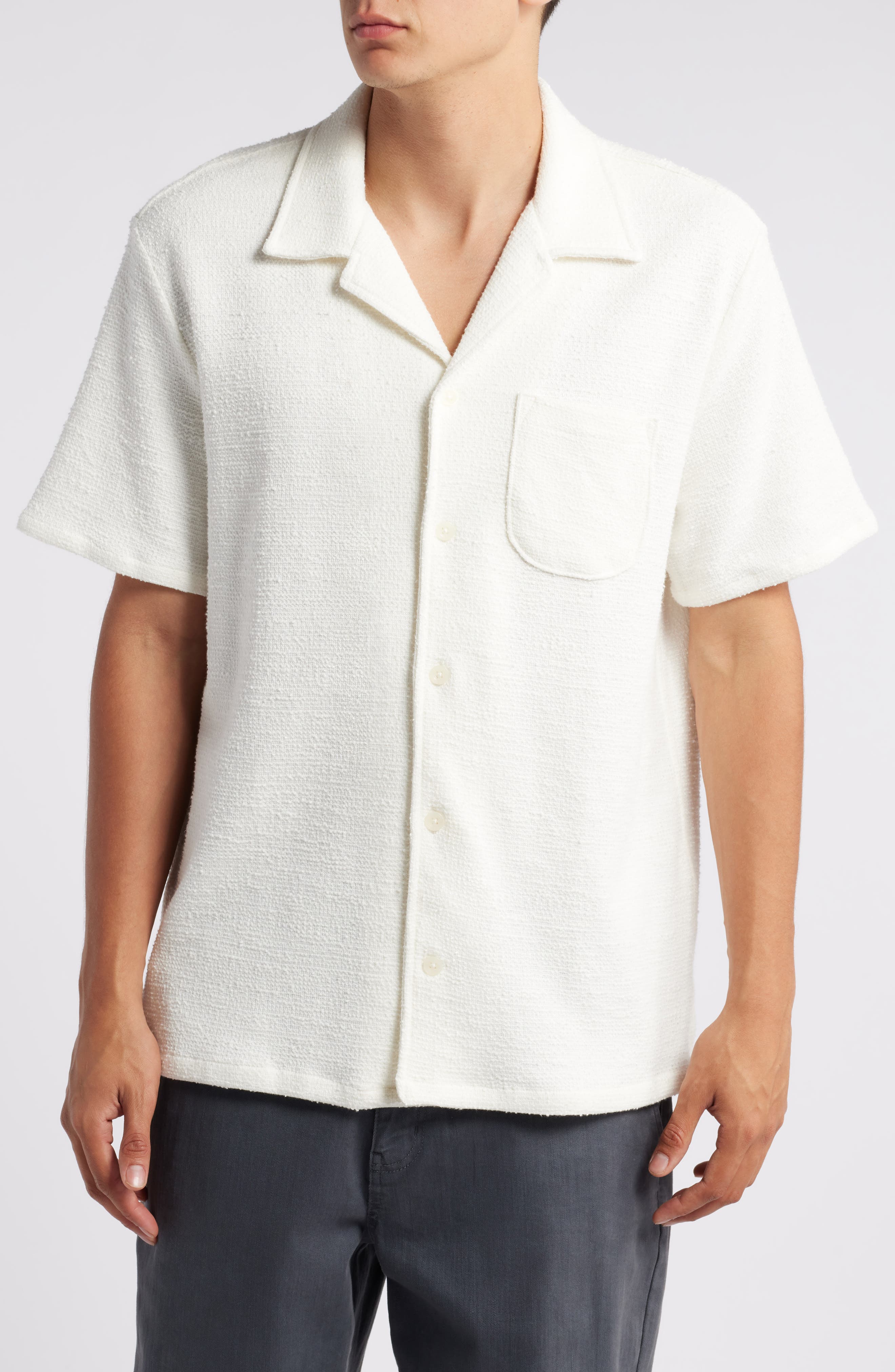 Slub Knit Cotton Camp Shirt