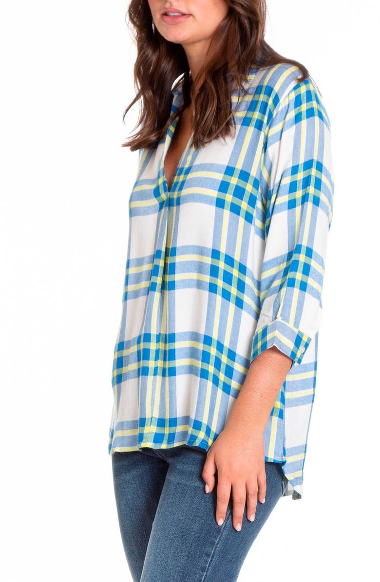 APNY Plaid Tunic with Crisscross Back, Alternate, color, White