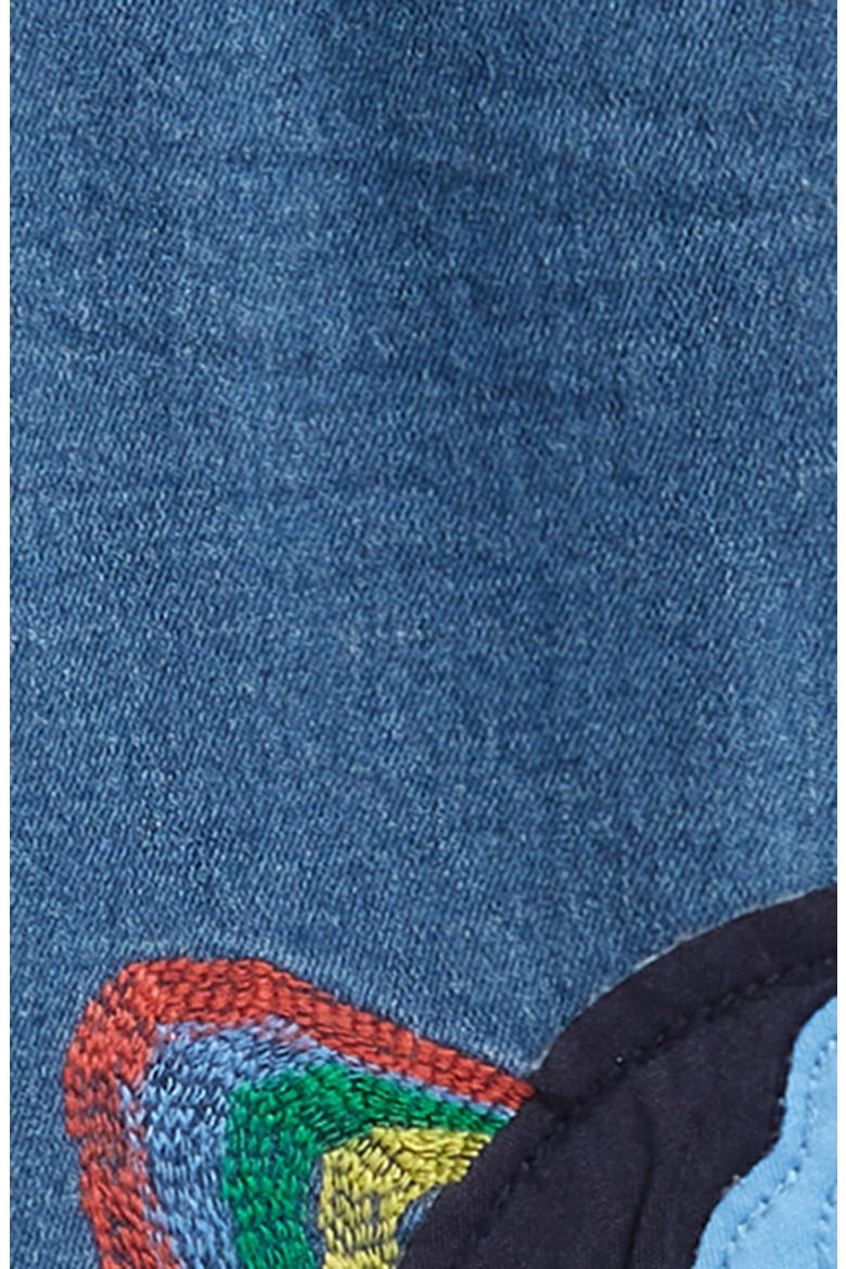 Kids' Appliqué Pull-On Denim Pants, Alternate, color, MID VINTAGE SPACE