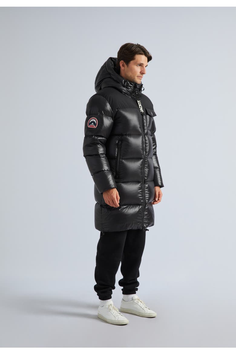 Long Quilted Puffer Coat, Alternate, color, Black/Black