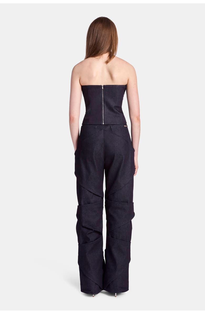 KATE BARTON Symmetrical Sculpted Denim Corset, Alternate, color, Navy