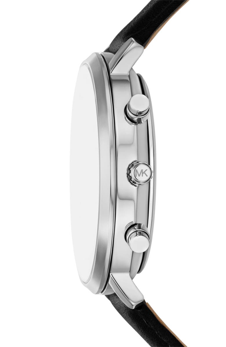 Michael Kors Blake Multifunction Leather Strap Watch, 42mm, Alternate, color, Silver