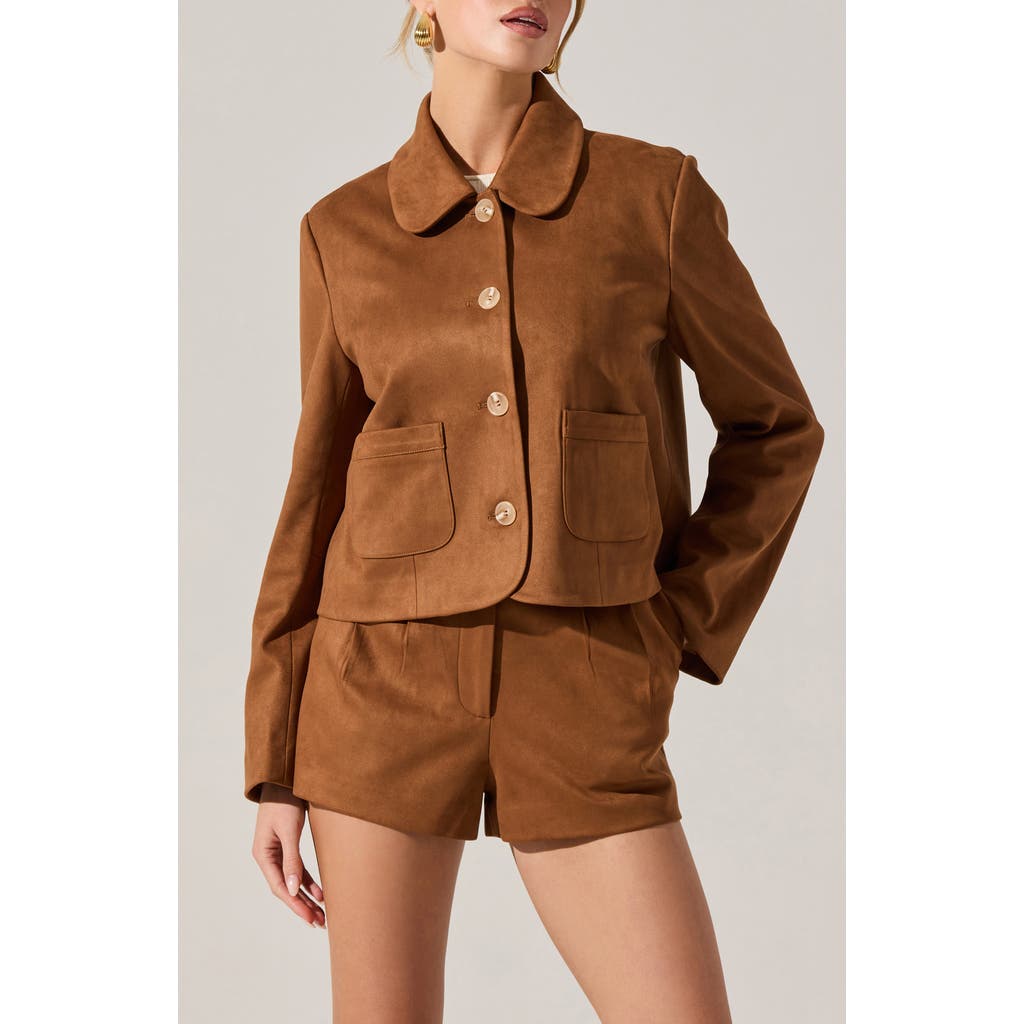 Astr The Label Jude Faux Suede Jacket In Brown