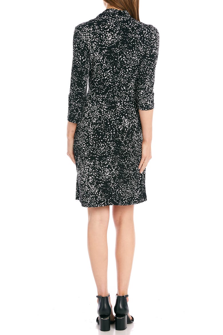 Cascade Dot Print Faux Wrap Dress, Alternate, color, BLACK