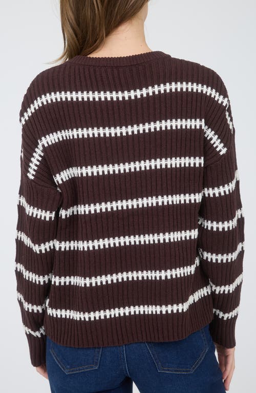 Blu Pepper Stripe Drop Shoulder Sweater In Brown