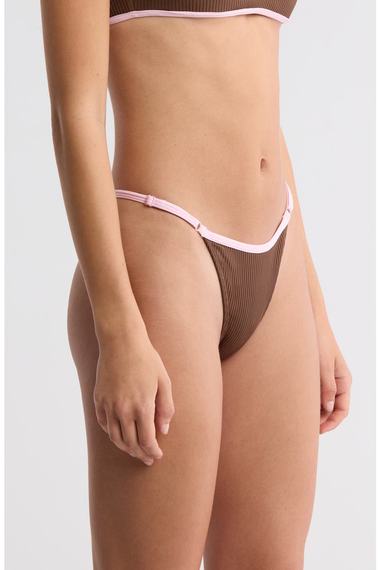 Bree Rib Bikini Bottoms, Alternate, color, CHESTNUT BROWN/ ORCHID PINK