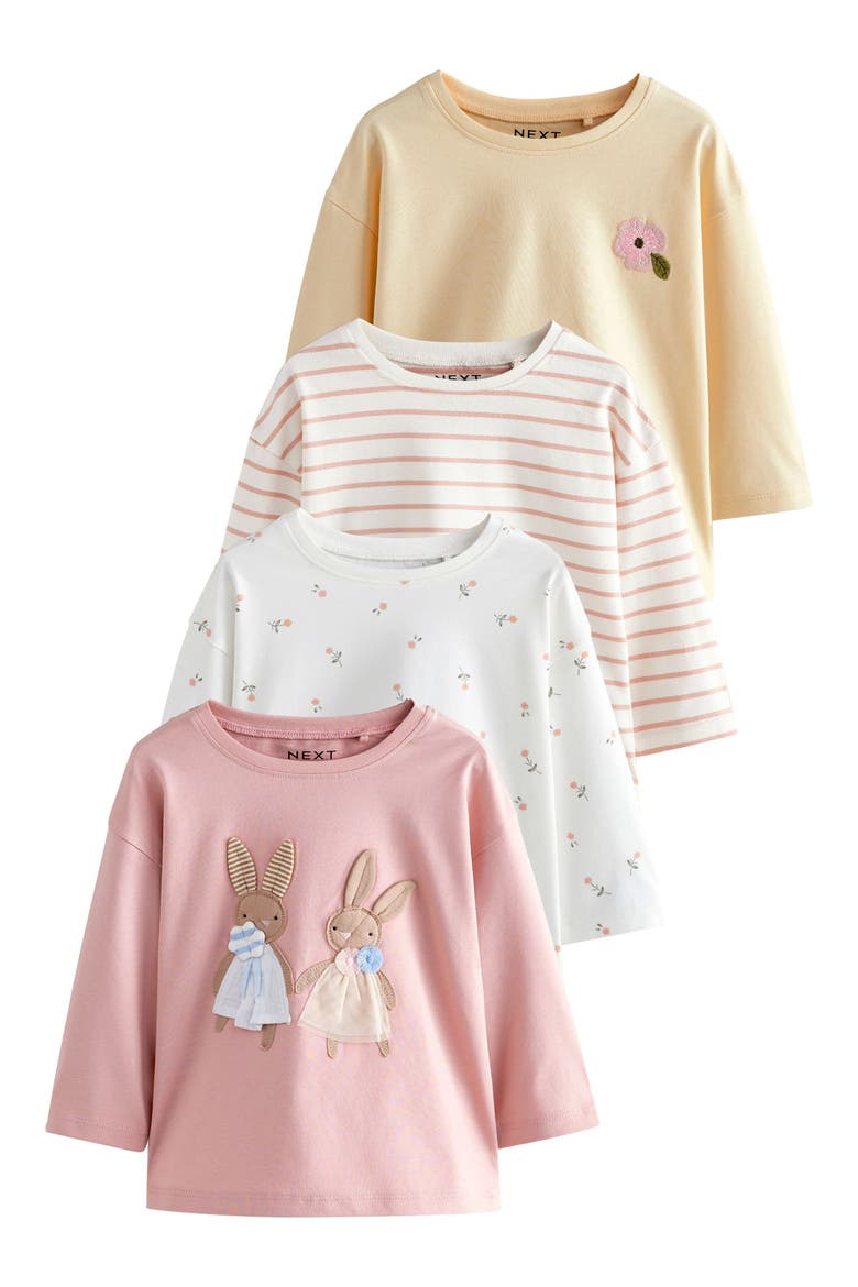 Kids' Assorted 4-Pack Long Sleeve Cotton T-Shirts, Main, color, YELLOW