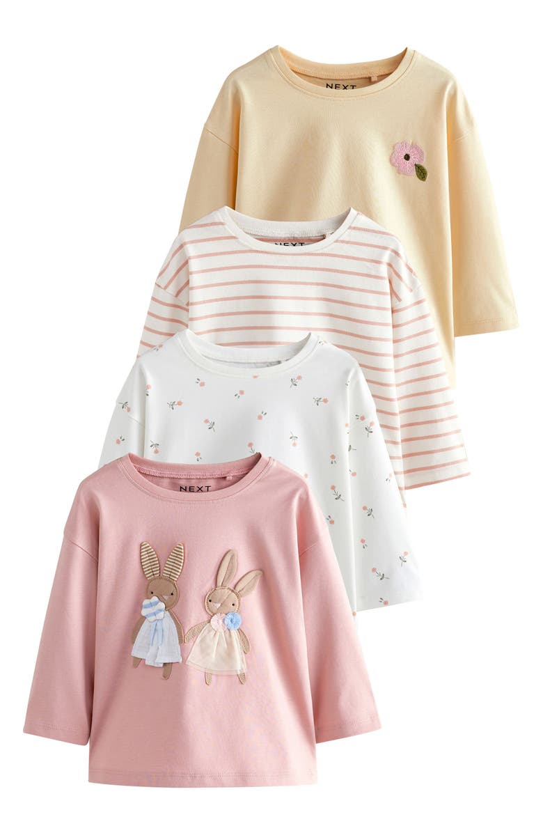 NEXT Kids' Assorted 4-Pack Long Sleeve Cotton T-Shirts, Main, color, Yellow