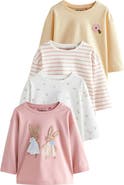 NEXT Kids' Assorted 4-Pack Long Sleeve Cotton T-Shirts
