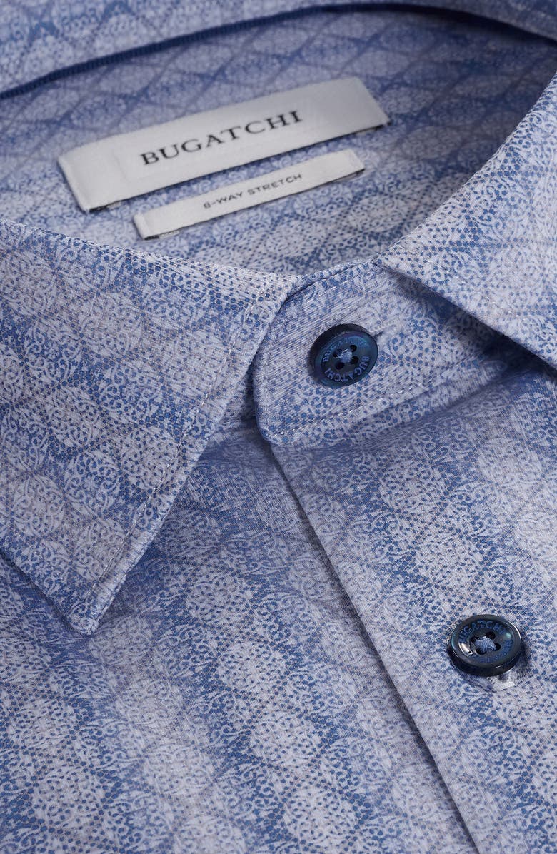 Bugatchi James OoohCotton<sup>®</sup> Mosaic Print Button-Up Shirt, Alternate, color, Sand