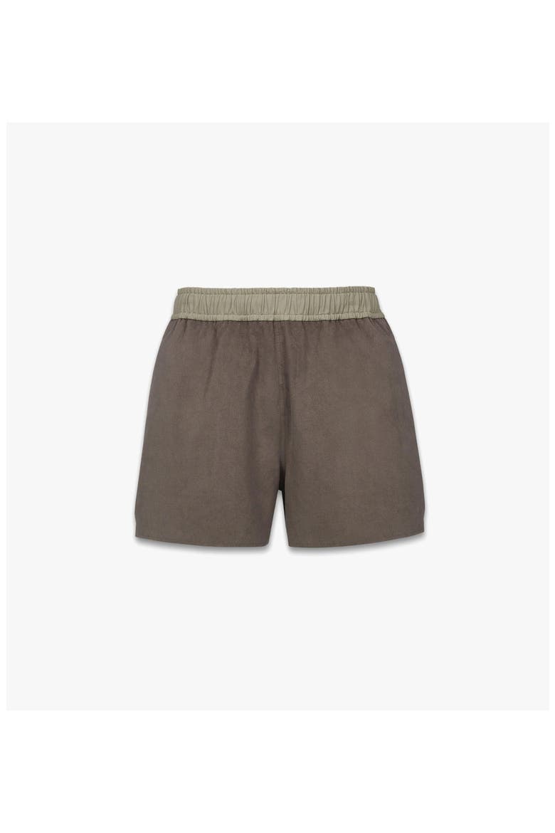 x We The Best Ultrasuede Shorts, Main, color, Taupe Grey