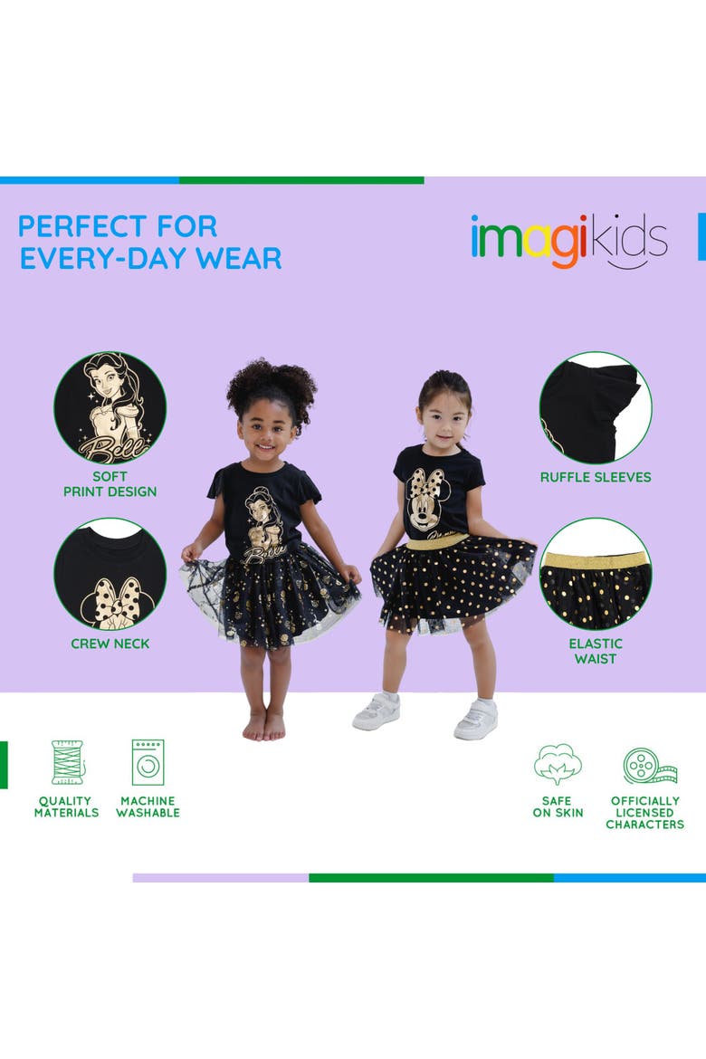 Minnie Mouse 2-Piece T-Shirt and Tutu Skirt Set, Alternate, color, Minnie Black Gold