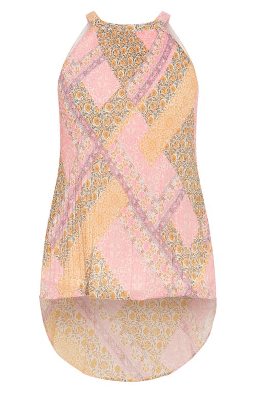 City Chic Kayla Pleated High-low Top In Pink