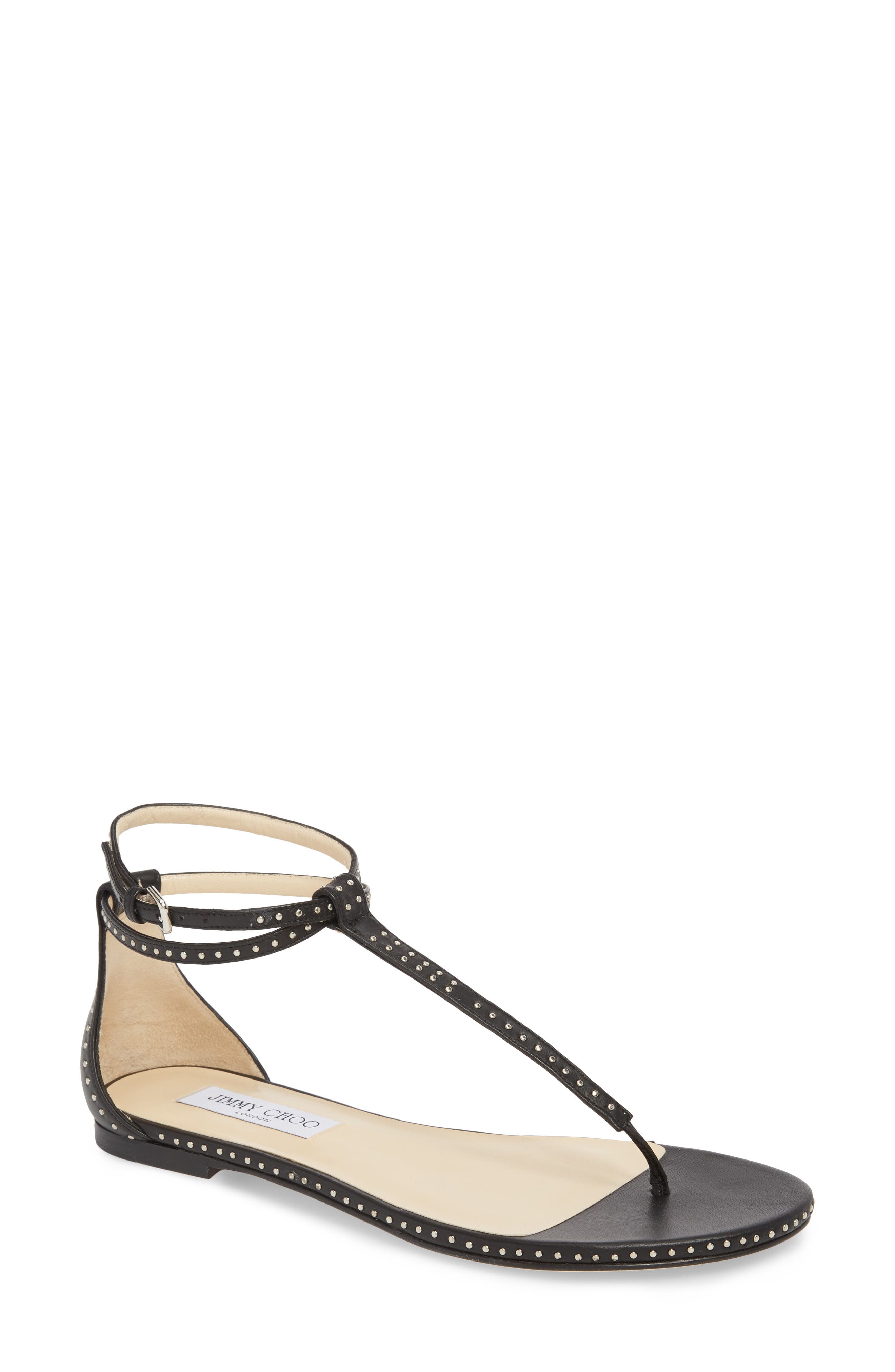 Jimmy Choo Afia Studded Flat Sandal, Main, color, 