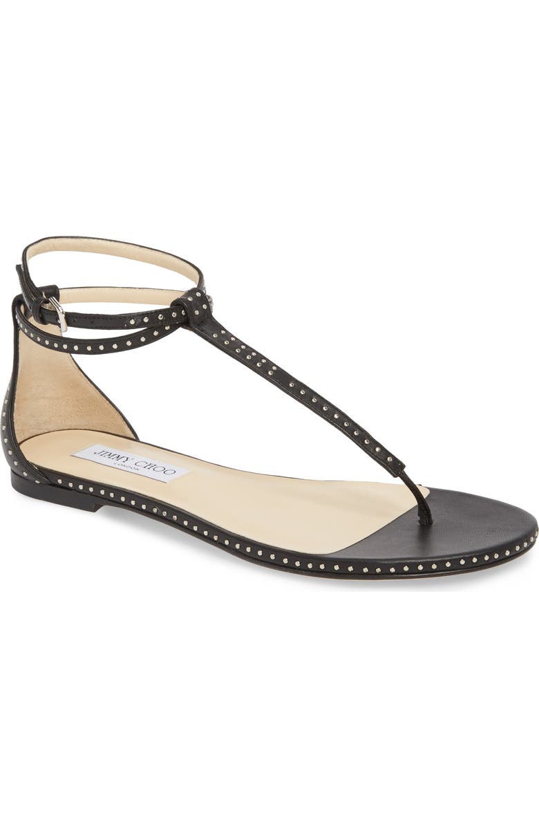 Jimmy Choo Afia Studded Flat Sandal, Main, color,